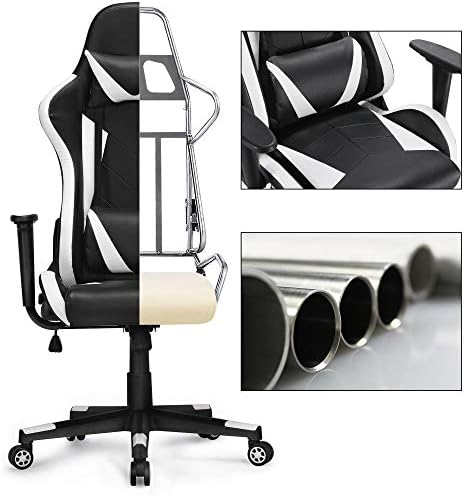 Yaheetech High Back Gaming Chair PU Leather Ergonomic Swivel Racing Office Chair with Headrest and Lumbar Support