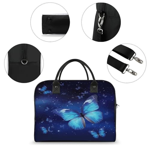 Bolso Tote Azul con Mariposas y Asa Ajustable de Nylon miniatura 6