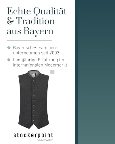 Stockerpoint Herren Trachtenweste Devito | Größen 44-60 | Traditionelle & hochwertige Weste mit verstellbarem Riegel I Perfekt für Trachten & Festlichkeiten