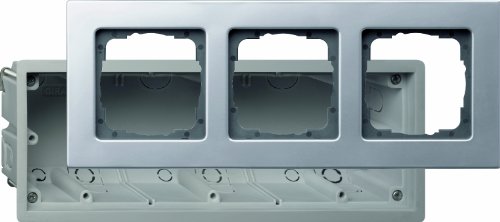 Preisvergleich Produktbild Gira 2883203 Einb.set Gerätedose mit Rahmen 3-fach Gira E22 Aluminium