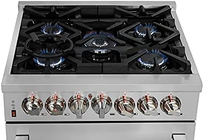 FORNO Massimo Freestanding 30-Inch Full Gas Range and Oven with 5 Italian Sealed Burners Cooktop - 4.32 Cu.Ft. Convection Stainless Steel Oven Includes Cast Iron Accessories