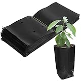 OMISTAR 100 PCS Plant Nursery Bags, Plastic Seedling Pots Container for Fruit Tree Flower Plant Grow, Plant Nursery Bags for Gardening Transplant