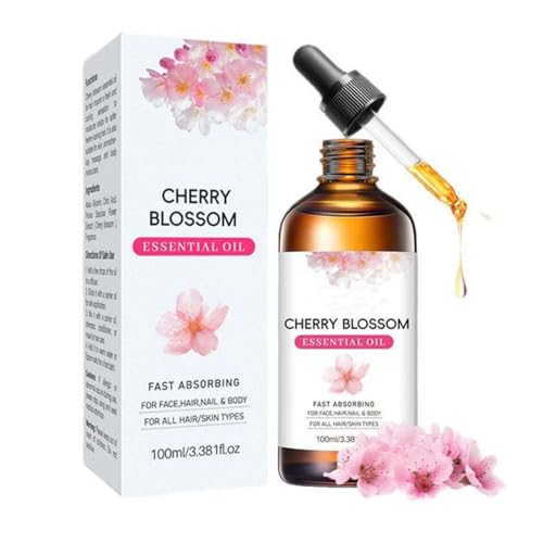 Huile essentielle de fleur de cerisier, huile multi-usage pour le visage, le corps et les cheveux, huile apaisante pour la peau sèche, soin des cheveux et force des ongles, formule légère et non