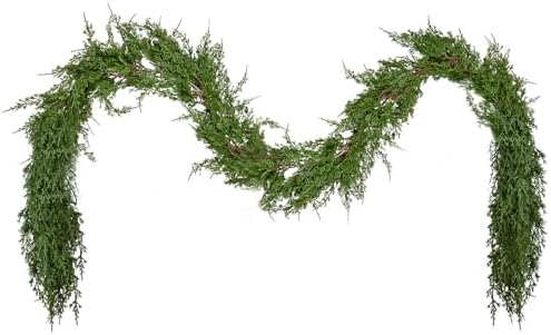 1PCS-9FT Artificial Christmas Garland with Dragon Cypress, Festive Holiday Decor for TV Cabinet, Fireplace, Indoor & Outdoor Winter Celebration, Handmade Christmas Garland