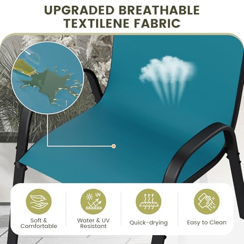 Image of UDPATIO Patio Chairs Set of 6, Stackable Outdoor Dining Chairs with High Back, Breathable Textilene Fabric Outdoor Chair All Weather, 350LBS Capacity for Garden /Backyard (Light Blue)