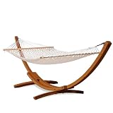 Lazy Daze Hammocks 12 FT Double Rope Hammock and 13 FT Brown Wooden Arc Stand, 2...