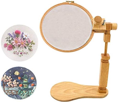 Rotated Embroidery Frame Stand, Wooden Embroidery Frame Rotatable Hoop, for Most Size Art Craft Handy Sewing Christmas Decorations of Hoops (1)