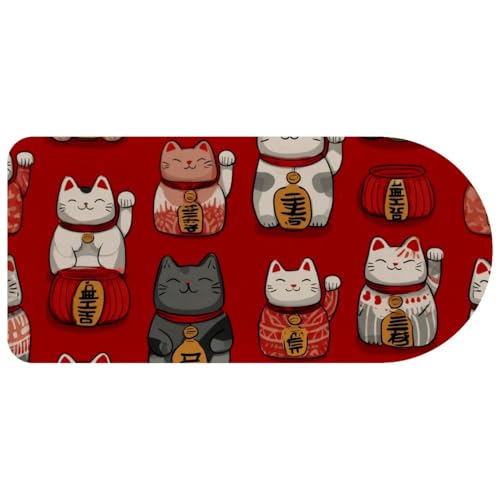 Tapis de souris chat mignon grand sous-main rouge pour le télétravail et le jeu