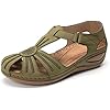 ZBYY Womens Comfy Wedge Sandal Strap Flat Shoes Summer Beach Ankle Strap Sandals Round Toe Gladiator Outdoor Shoes