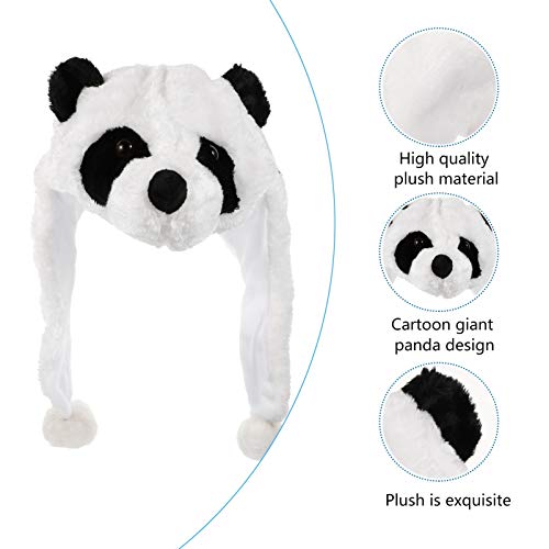 Amosfun Chapéu de Panda de Pelúcia Peles Artificiais Boné de Animal Novidade Inverno Quente Cachecol