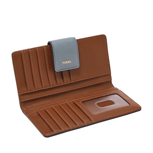 Image of Fossil Women's Logan Leather Wallet RFID Blocking Tab Clutch