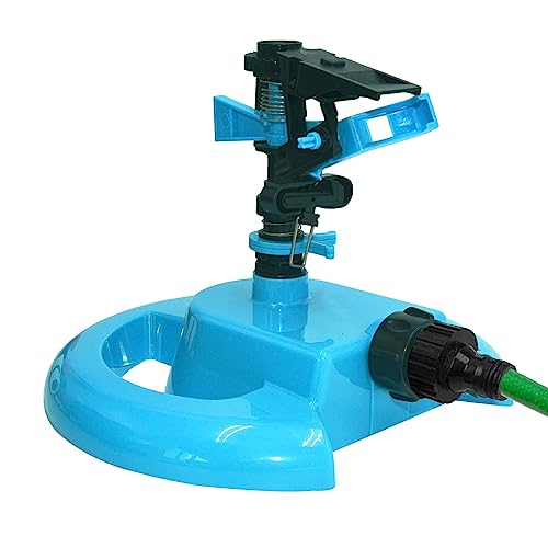 Rosixehird Aspersor de Agua para césped | Aspersor de césped Impuls con Base de Metal | Aspersor de Gran Superficie, de riego Ajustable, rotación de 360 Grados