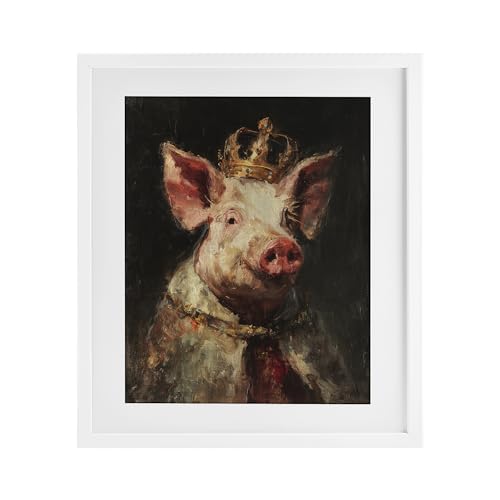 Royal Swine Portrait Regal Animal, 13 x 16 Inch Framed Print Under Glass