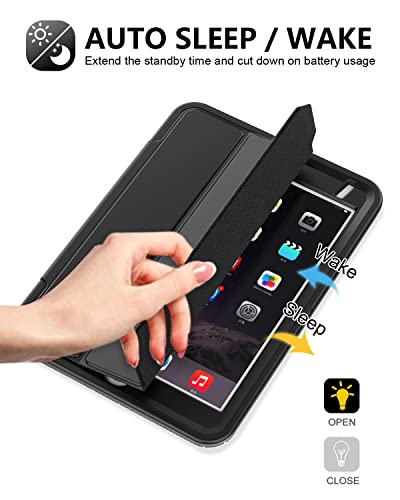 Seymac Ipad Mini 5 / Mini 4 Case 7.9 Inch, Durable Sturdy Heavy Duty Shockproof Protection Folio Stand Case With Smart Cover Auto Sleep/Wake For Ipad Mini 5Th / Mini 4Th Generation, Black #TOP4