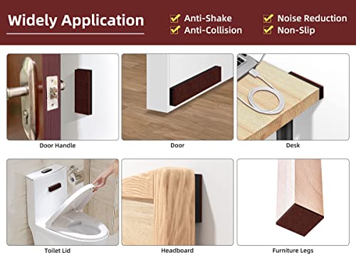 54 PCS Felt Furniture Pads,18pcs Felt Pads+36pcs EVA Foam,Anti-Vibration Soundproof Pads for Bed Frame/Headboard Furniture Protectors,Self Adhesive Furniture Pads for Chair Legs Table Legs(Brown)