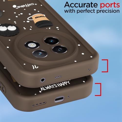 Image of Pikkme Back Cover for Realme 13 Plus 5G / Realme P1 Speed 5G | 3D Bear Silicone Cute & Fun Coffee Cartoon | Full Body Protection Bumper Case (Brown)