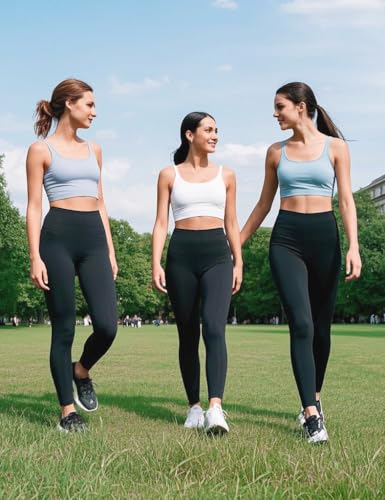 Image of High Waisted Leggings with Pockets for Women Buttery Soft Full Length Capri Workout Yoga Pants Compression Pants