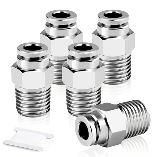 Image of TAILONZ PNEUMATIC 304 Stainless Steel Male Straight 10mm Tube OD x 1/4 BSP Push to Connect Fittings PC10-02 (Pack of 5)