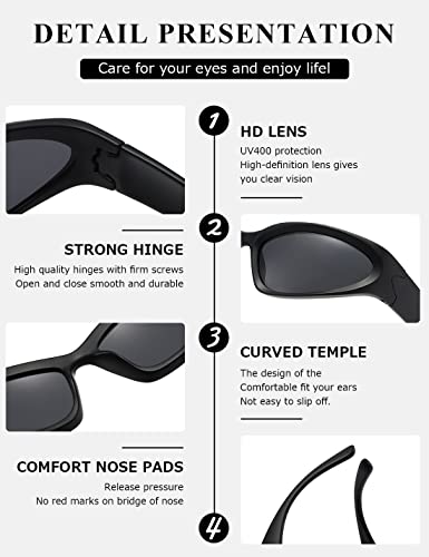 Kimorn Wrap Around Polarized Sunglasses Womens Men Swift Oval Fashion Sport Shades Sun Glasses (Matte Black/Silver Grey/Red) #TOP4