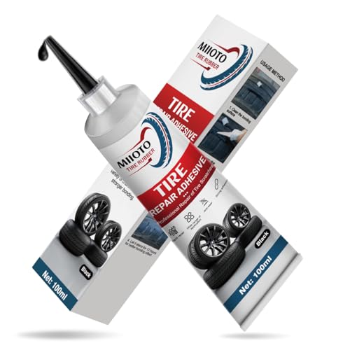 Miioto Colle Pneu Voiture, Colle Réparation Pneu Voiture, Colle pour Caoutchouc, Colle Pneu Réparez Rapidement les Fissures, les Trous, Avec Pointe et...
