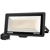 ELEING 500W LED Strahler Außen, 40000LM Fluter Aussenstrahler, 6500K Scheiwerfer Aussen IP66 Wasserdicht Flutlicht Außenstrahler, Außenleuchte für Werkstatt Garage Garten Sportplatz (Kühles Weiß)