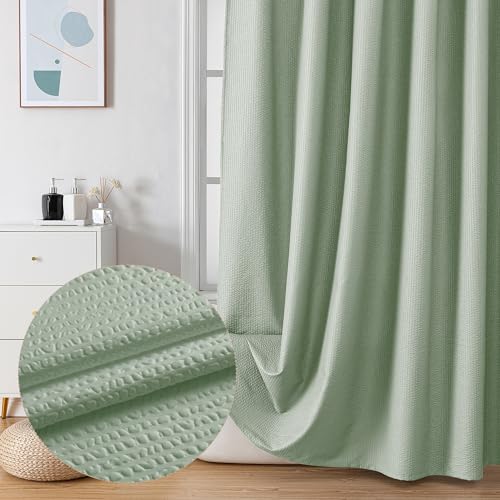 OVZME Berry 78 Inch Shower Curtain Set with 12 Plastic Hooks, 3D Embossed Fabric Shower Curtain for Bathroom - Long Shower Curtain, Water Resistance, Machine Washable Soft Cloth, 72X78, Sage Green