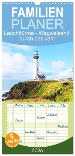 Family Planner 2026 – Lighthouses – Pioneering Through the Year with 5 Columns (Wall Calendar, 21 cm x 45 cm), Calvendo: Monthly Calendar with Lighthouses in the World