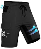 Wespornow Herren Leichte mit 5 Taschen Schnelltrocknend Wanderhose Kurz Cargo Bermuda Chino Sporthose Outdoor Trekking Wandern Sommer Shorts Männer Kurze Hose Wandershorts Hosen(Schwarz, XL)