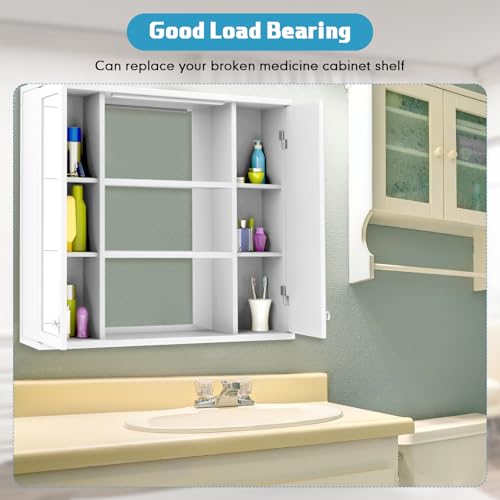 Colingmill Medicine Cabinet Replacement Shelves Wooden Bathroom Shelves Suitable for Bathroom Living Room Kitchen Wall Mounted and Hanging Medicine Cabinet(2 Pack,13.5 Inch)