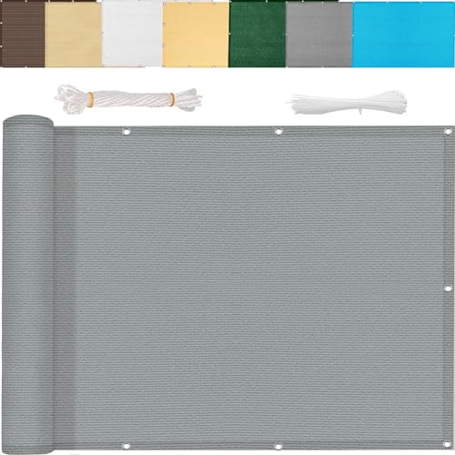YANHONG Recinzione Copertura per Balcone 70 x 700 cm Recinzione Copertura Schermante per Balcone Privacy Anti-UV Facile da Installare per Recinzione, Grigio