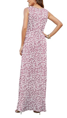 Image of AUSELILY Maxi Dresses for Women Summer Casual Sleeveless V Neck Wrap Dress | Sleeveless Long maxi dress with wrap V neck & side pockets, for formal cocktail, beach & casual daily wear