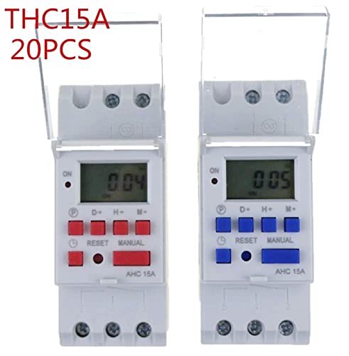 Osgc 20Pcs Thc15A Din Rail Timer Relay Time Switches Weekly Programmble Electronic Touch Switch Bell Ring Device (Color : Blue Press, Size : 110V Ac) #TOP1