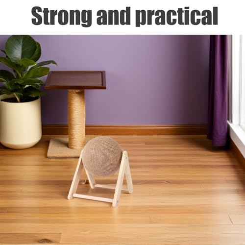Bola de sisal para rascar BCOATH interactiva con madera giratoria 4