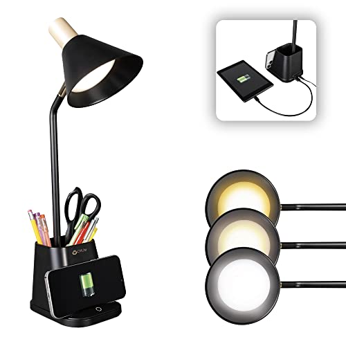 Ottlite Merge Led Desk Lamp With Wireless Charging - Clearsun Led Technology, 3 Brightness Settings & Color Temperature Modes With Touch Activated Controls - Includes Storage Area For Desk Supplies #TOP20