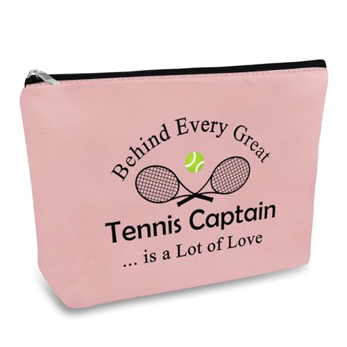 Tennis Captain Gift for Women Makeup Bag Tennis Gift for Tennis Lover Pink Cosmetic Bag Tennis Player Gifts Birthday Christmas Thanksgiving Gift for Tennis Team Coach Tennis Captain Tennis Themed Gift