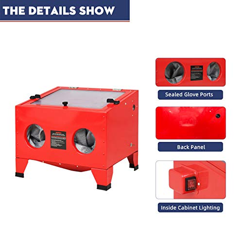 SUNCOO Bench Top Abrasive Blast Cabinet Sandblaster with Glass Viewing Windows for Rust Grime Paint Removing/Various Media Compatible Pressure Benchtop Air Sand Blast Cabinet