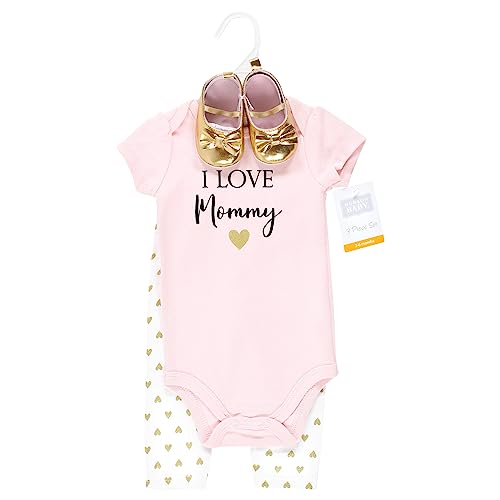 Image of Hudson Baby Unisex Baby Cotton Bodysuit, Pant and Shoe Set