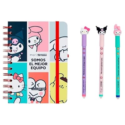 Mr. Wonderful - Set Agenda escolar Hello Kitty 2026-2027 Semanal Pequeña + 3 Bolígrafos Borrables – Planificador Compacto con Pegatinas