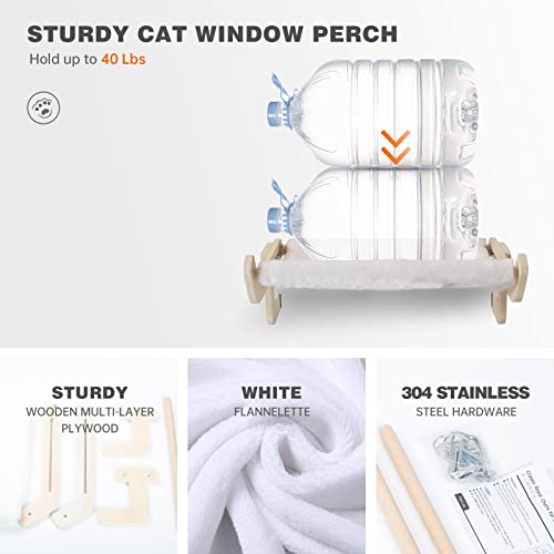 Kitgo Cat Window Sill Perch, Cat Hammock Window Seat, Suitable For Indoor Cat Window Sill And Bedside Use, No Drilling, Strong And Stable Adjustable Cat Shelf #TOP2