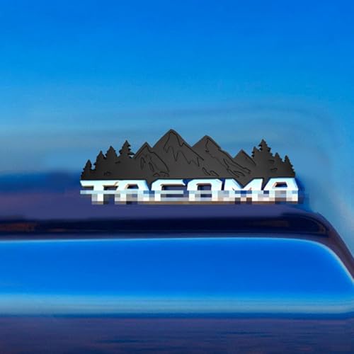 Image of Snow Mountain Tree Emblem Fit for Toyota Tacoma 2016-2024,Mountains Graphic Badge ABS Material Car Exterior Accessories. (Matte Black)