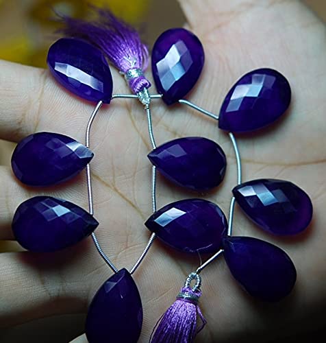Chalcedony dark purple en briolettes poire facettées 16x25mm pour création LKBEADS