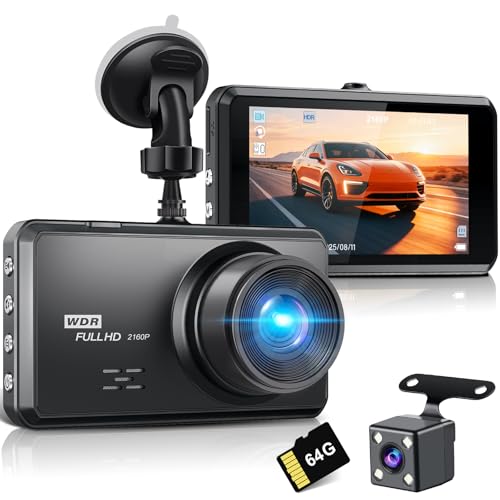 Miden S7 4K Dash Cam Front and Rear, 64G SD