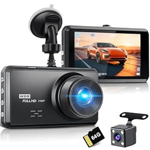 Miden S7 4K Dash Cam Front and Rear, 64G SD Card,2160P+1080P FHD Dual Dash Camera for Cars,176°+160° Wide Angle,3.2” IPS Screen Dashcam,Loop Recording,G-Sensor,WDR,24H Parking Monitor,Night Vision