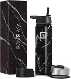 IRON °FLASK Sports Water Bottle - 22oz, 3 Lids (Straw Lid), Leak Proof - Stainless Steel Gym & Sport
