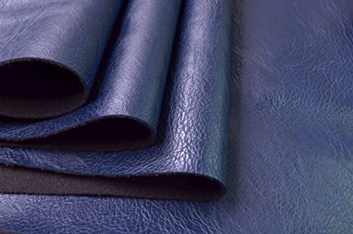 Image of Wento Thick 1 Yard Faux Leather Soft Skin Grain PU Fabric for Furniture Cover, Reupholster Sofa Chairs, Cushions, Vinyl Upholstery (1yard, Navy)