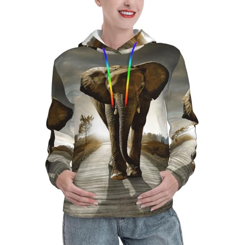 Sweat à capuche éléphant 3D femme pull quotidien ajusté pour l'automne