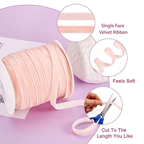 Pandahall 50 Yards Pink Velvet Ribbon 3/8 Inch Wide Single Face Velvet Ribbon Roll with Spool for Gift Wrapping Christmas Decoration Party Wedding Arts Crafts (Light Pink) by PH PandaHall - Used condition - Image 2