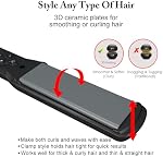 1.25 Inch Keratin Ion Hair Straightener | Dual Voltage Flat Iron with 3D Floating Tourmaline Ceramic Plates | LED Temp Control 285°F-450°F for Fine/Thick/Curly Hair | 60-Min Auto Shut-Off, Black