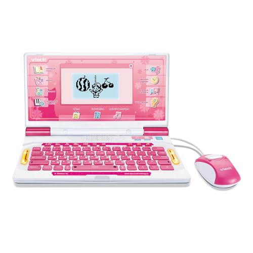VTech - Genius XL Ordi Éducatif Bilingue Rose - Ordinateur Enfant avec Écran LCD, Clavier AZERTY, Souris et 164 Jeux Éducatifs - du CP au CM2 - Cadeau...