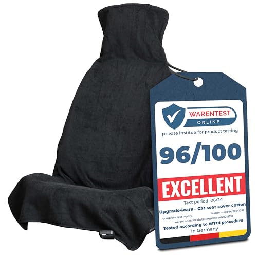 Upgrade4cars Terry Cloth Car Seat Cover Universal in Black | Anti Sweat Towel Seat Protector perfect for Summer & Sport